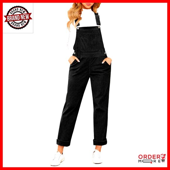 Pants - Corduroy Overalls with Adjustable Straps and Pockets, Size Small